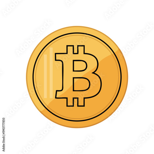 Golden coin with black symbol, clean lines, simple illustration