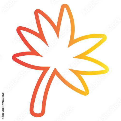 Vibrant Tropical Leaf Outline Icon Design with Warm Gradient Colors for Summer and Exotic Themes, Perfect for Vacation Graphics