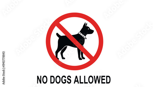 A no dogs allowed sign with a red circle and a black dog silhouette