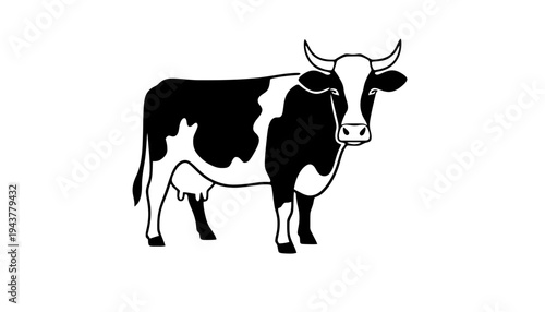A cow silhouette illustration standing on a white background