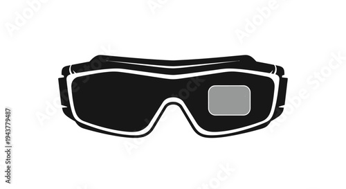 3D Glasses Icon Black Silhouette with Gray Lens