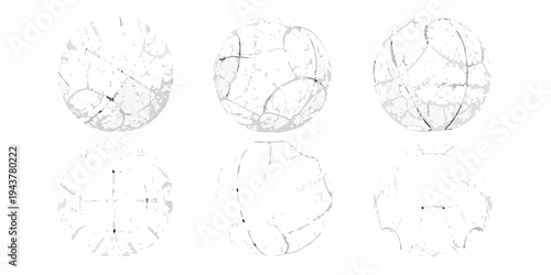 Abstract cracked egg shapes arranged in a minimalist grayscale composition