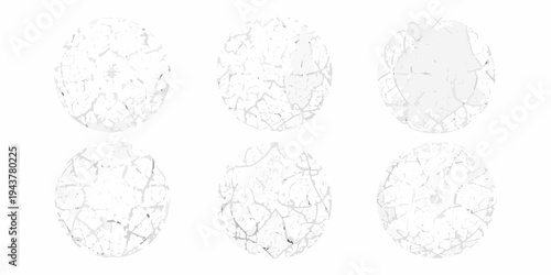 Six cracked egg shapes arranged in a grid on a white background