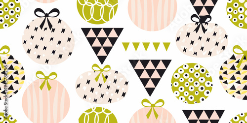 A playful pattern of decorated easter eggs and gift boxes