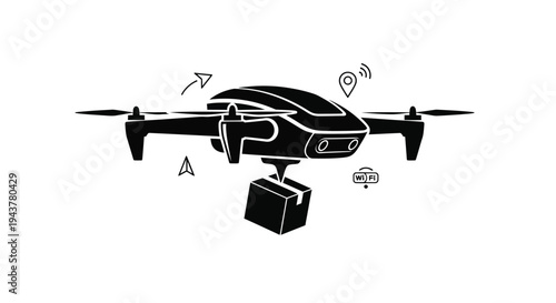 Vector drone icon with symbols