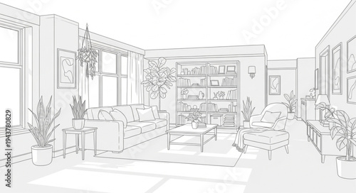 Modern Living Room Interior with Comfortable Furniture and Stylish Decor.