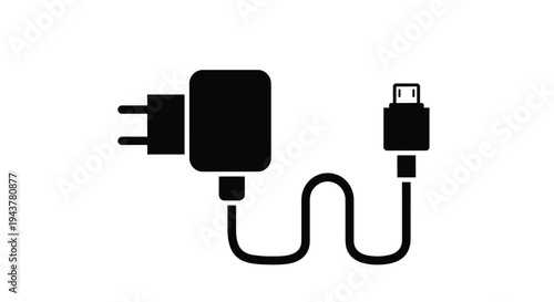 Black phone charger with prongs and usb a stark silhouette