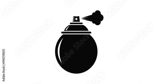 Black spray can emitting paint a stark graphic silhouette