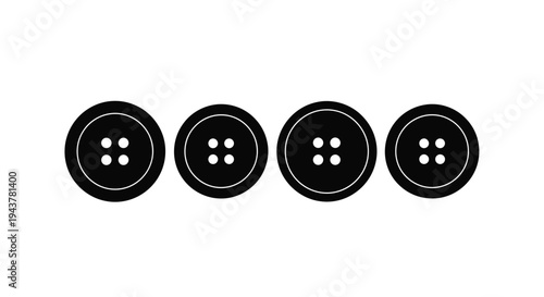 Four black buttons in a row a simple graphic silhouette