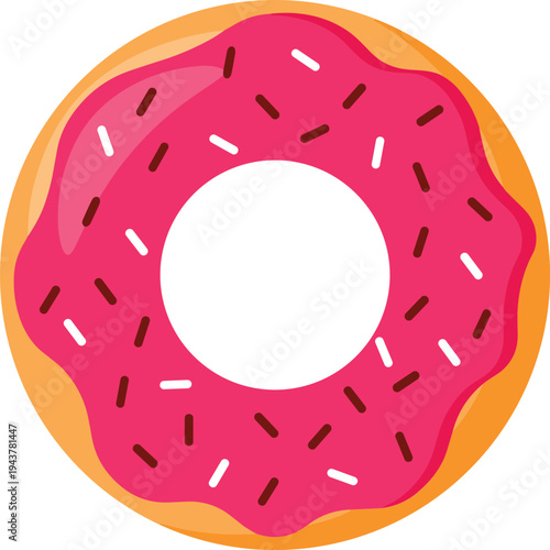 Donut dessert icon with sweet bakery pastry illustration