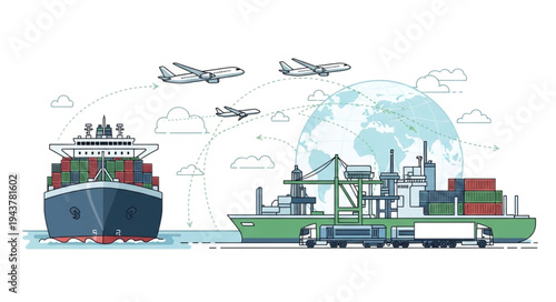 Container Ship and Cargo Boat.