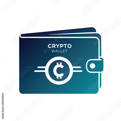 Wallet icon with crypto symbol and text on gradient background