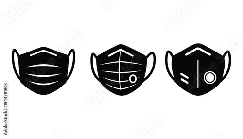 Face mask vector icons set for protection and safety