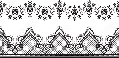 Intricate lace borders with floral patterns