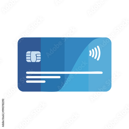 Blue credit card with chip and contactless symbol