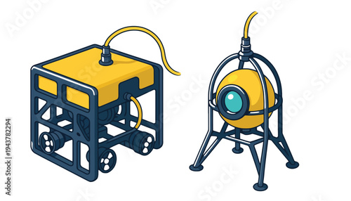 Two futuristic robotic devices are shown on a white background.