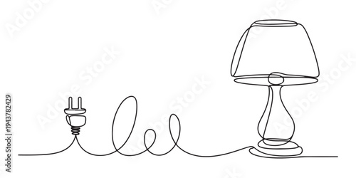 Plant with a plug in continuous one line art style. Green energy concept. Simple vector, Continuous line art green energy plug concept, Clean Energy. Hand drawn. Editable Icon, Eco-Friendly.