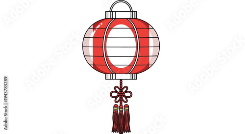 Red Chinese Lantern with Tassels - Traditional Asian Decoration