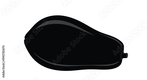 A glossy black papaya shape standing out a dramatic silhouette
