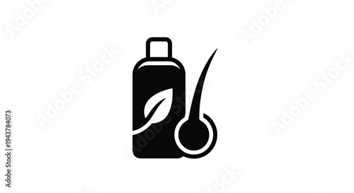 Shampoo bottle and hair strand design a striking silhouette