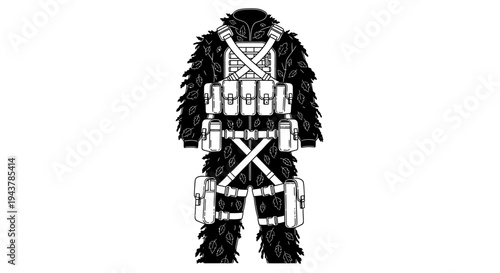 Ghillie Suit Camouflage Military Tactical Gear Illustration