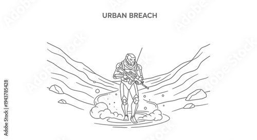 Futuristic Soldier in Urban Breach, Sci-Fi Combat Scene, Digital Art