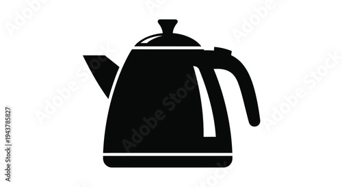 A simple black kettle graphic with a minimalist silhouette