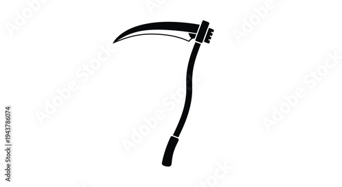 A striking black silhouette of a traditional grim reaper scythe