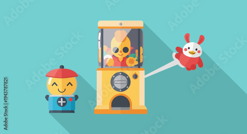 Gacha Machine Dispensing Toy Chicken, Character Toy, Vending Machine