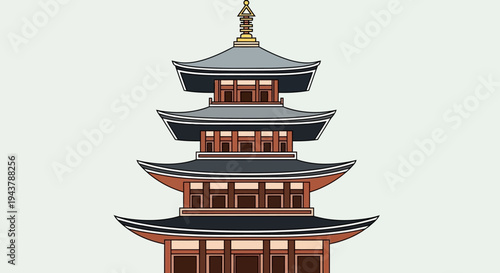 Traditional Japanese Pagoda Architecture, Five-Story Temple Building, Cultural Landmark