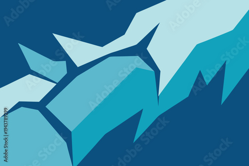 Abstract geometric shards of ice in shades of blue
