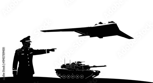 Military Commander Directs Advanced Stealth Aircraft and Tank in Strategic Operation