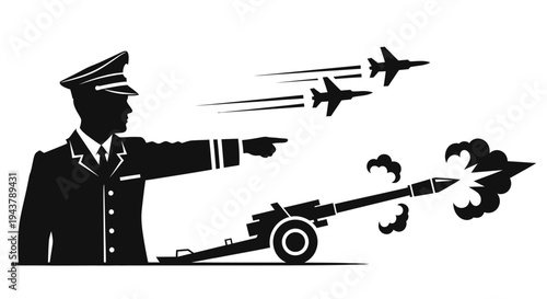 Military Commander Directs Missile Launch and Fighter Jet Air Show