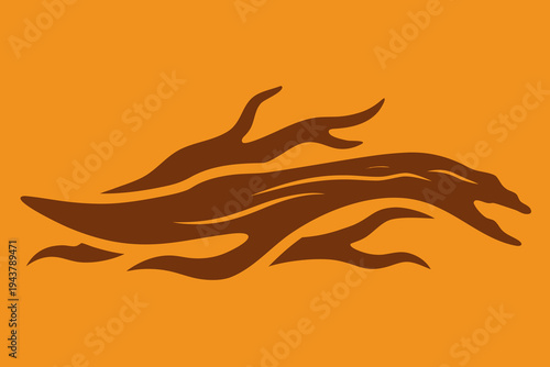 Stylized brown abstract dragon or creature silhouette