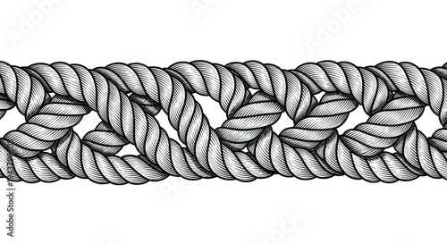 Intricate Braided Nautical Rope Border - Vintage Engraving Style