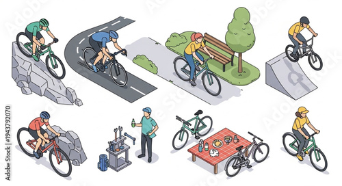 Cyclists Riding Mountain Bikes Freely.