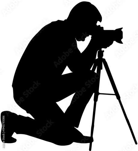 Photographer Taking Picture with Tripod Silhouette