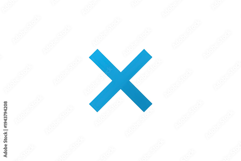 Fototapeta premium Blue x mark symbol isolated on a transparent background, perfect for ui, websites, and digital interfaces