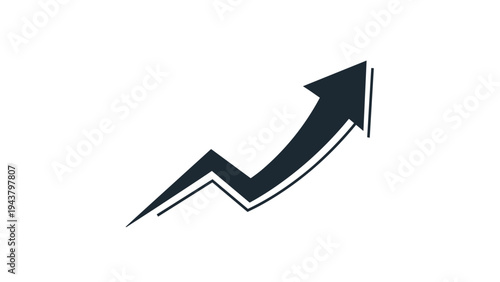 Jagged upward arrow with a dynamic outline, representing rapid growth, strong market trends, and significant progress.