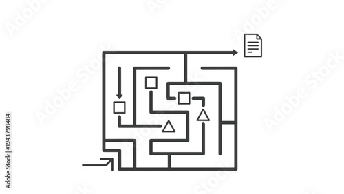 Maze illustrating problem-solving, navigating complexity, and finding the correct path to a successful document outcome.
