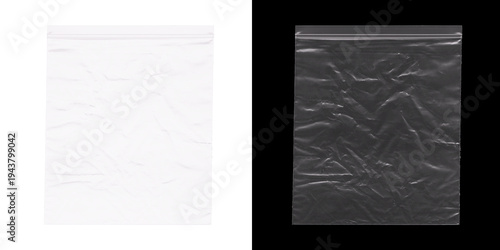 Photos Two resealable plastic zipper bags one white and blank the other clear and crink
