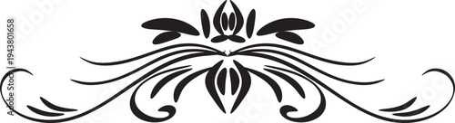 Black floral vector border design element