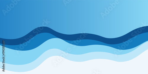 Abstract blue waves background. Layered wavy paper cut style. Vector illustration for corporate identity, banne