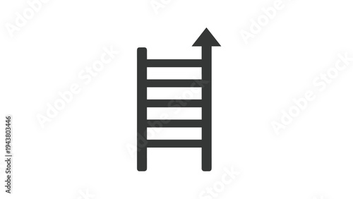 Ladder with an upward arrow, symbolizing growth, ascent, career progression, and steps towards achieving success.