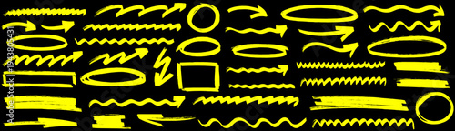 Soft highlight and marker trace underline and circle, highlight and marker guide line, brush, pen, mark and arrow movement.