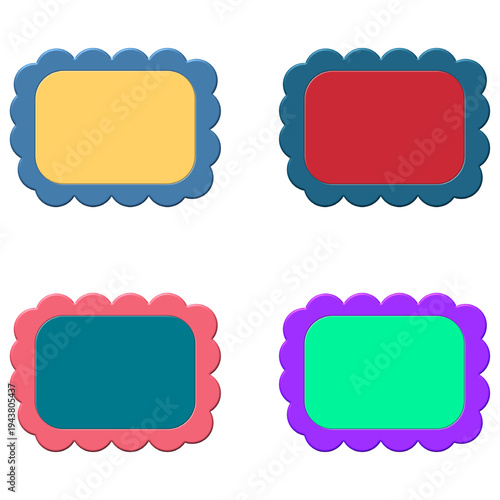 Digital Asset Creator Kit: High-Res Scalloped Frame Set, Decorative Masking Tape PNGs, Custom Voucher Clipart, and Vector-Style Stationery Design Elements Bundle