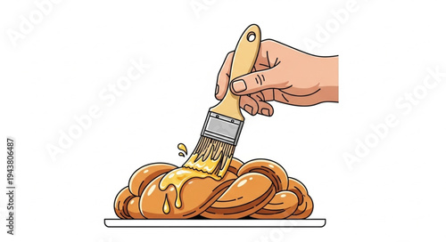 Hand applying glaze to pastry.