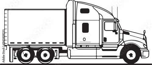 A detailed illustration of a semi truck with a trailer attached