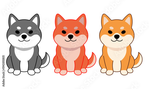 Cute **Shiba Inu Dog** Character **Mascot Set** Color Variations Vector Illustration