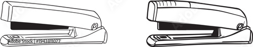 Two different types of staplers shown in a black and white line drawing